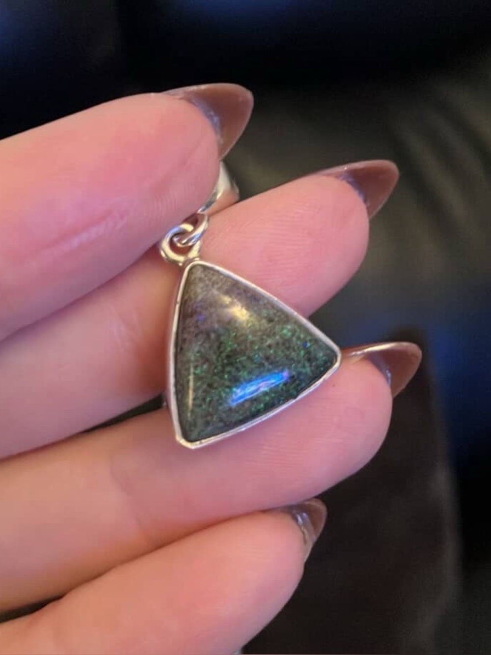 ***MELTED DOWN*** Vintage ruby zoisite triangle pendant sterling silver